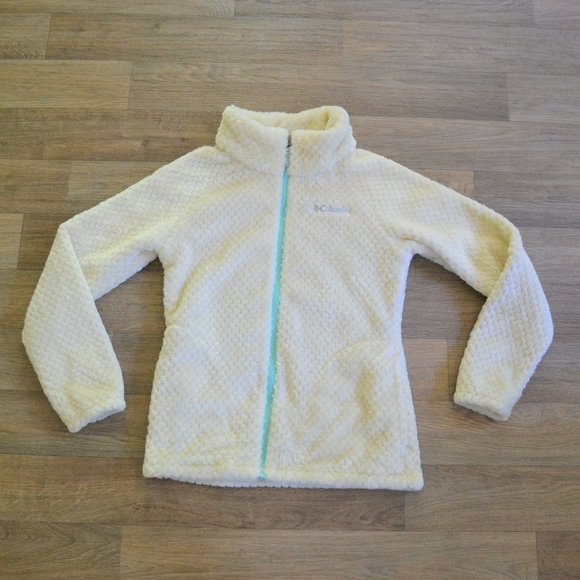 Columbia Girls Sherpa Fleece Ivory Zip-up Jacket Size Large - Picture 1 of 4